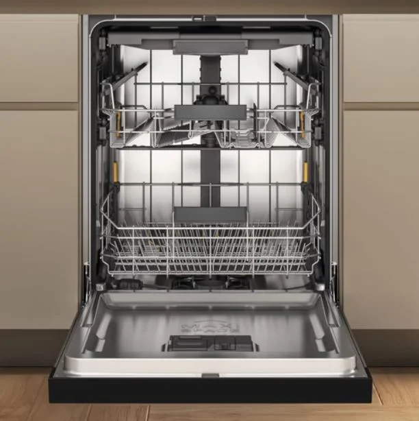 GE Profile dishwasher with stainless steel finish in a modern kitchen